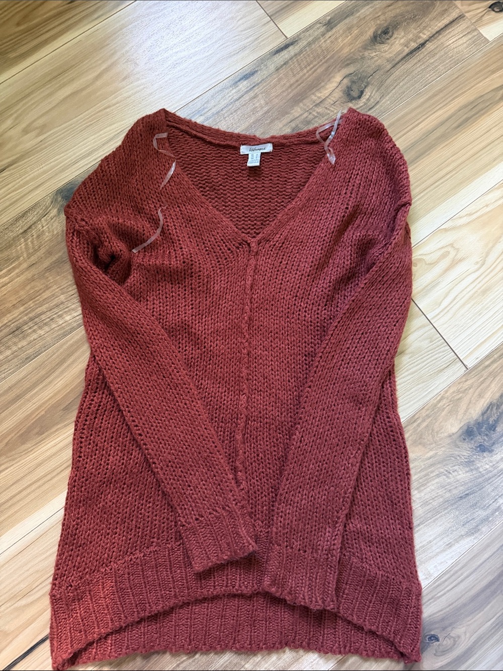 Revamped Rust V-Neck Knit Sweater